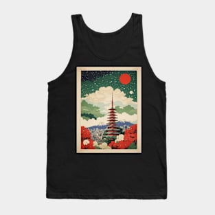 Japan Starry Night Vintage Tourism Travel Poster Art Tank Top